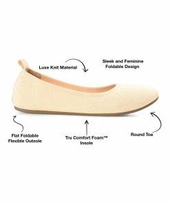 Journee Collection | Cream Jersie Knit Flat - Women -High heel Store zu111140869 alt 4 tm1669848033