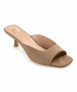 Journee Collection | Taupe Larna Kitten Heel Open-Toe Pump - Women