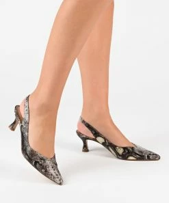 Journee Collection | Ivory Snake-Embossed Mikoa Slingback - Women -High heel Store zu111141707 alt 4 tm1673469973