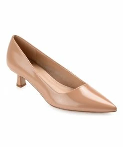 Journee Collection | Brown Glossy Celica Kitten Heel Pump - Women