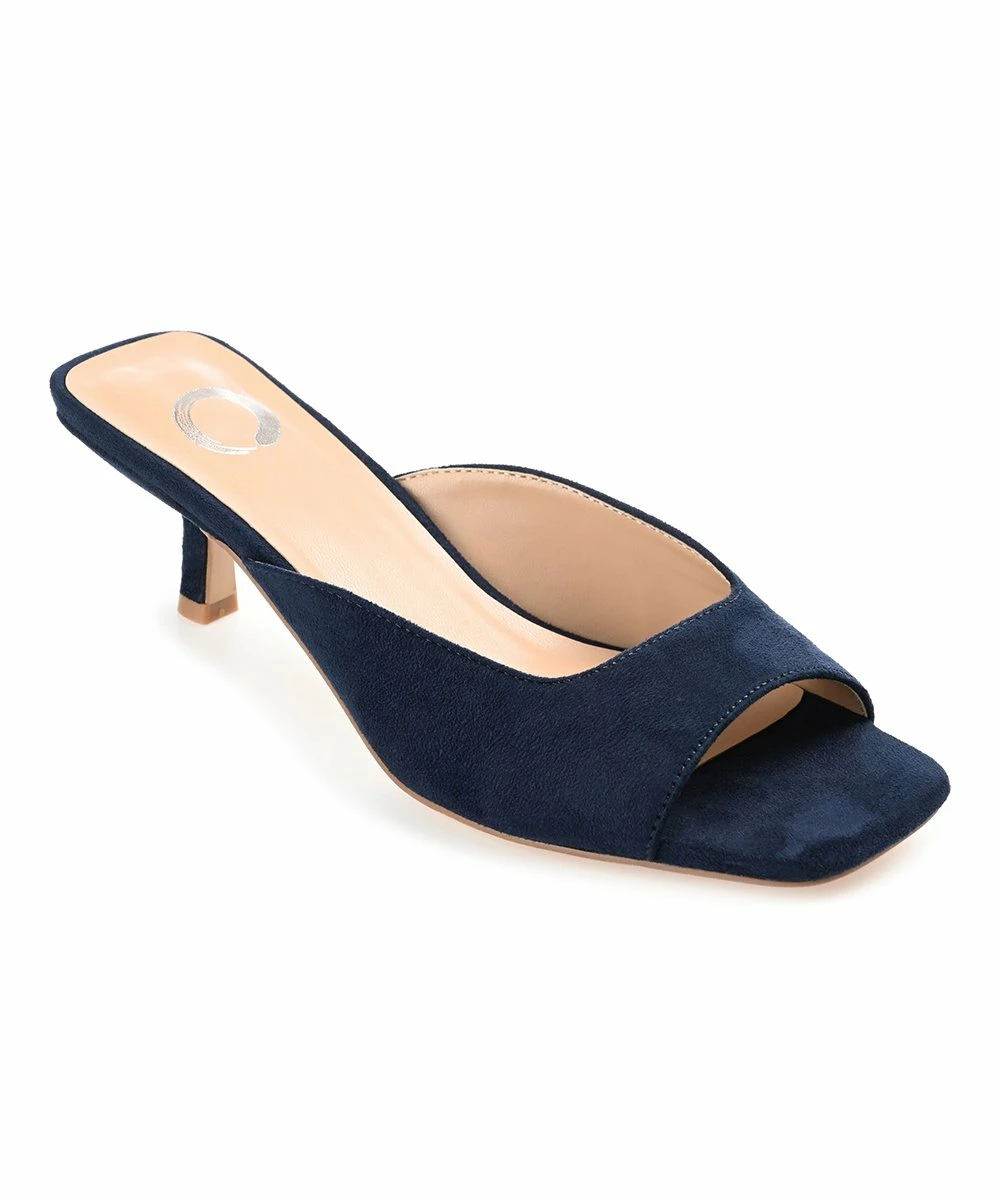 Journee Collection | Navy Larna Kitten Heel Open-Toe Pump - Women 3 Journee Collection | Navy Larna Kitten Heel Open-Toe Pump - Women