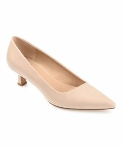 Journee Collection | Beige Glossy Celica Kitten Heel Pump - Women