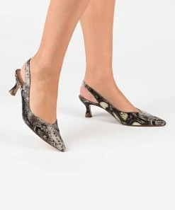 Journee Collection | Brown Snake-Embossed Mikoa Slingback - Women -High heel Store zu111141790 alt 2 tm1673469973