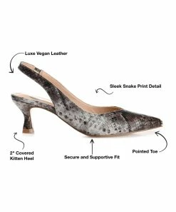 Journee Collection | Brown Snake-Embossed Mikoa Slingback - Women -High heel Store zu111141790 alt 3 tm1673469973