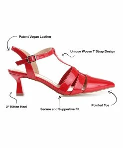 Journee Collection | Red Jazlynn Kitten Heel T-Strap Pump - Women -High heel Store zu111141816 alt 1 tm1669848033