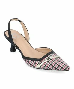 Journee Collection | Black & Red Houndstooth Nellia Kitten Heel Pump - Women