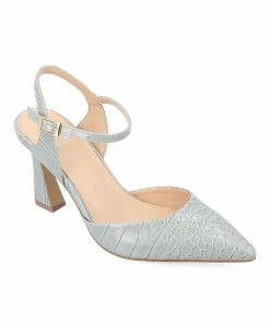 Journee Collection | Gray Snake-Embossed Nixey Pump - Women