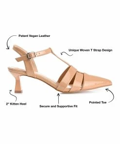 Journee Collection | Tan Jazlynn Kitten Heel T-Strap Pump - Women -High heel Store zu111141871 alt 2 tm1669848325