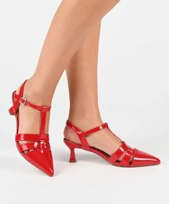 Journee Collection | Tan Jazlynn Kitten Heel T-Strap Pump - Women -High heel Store zu111141871 alt 4 tm1669848325