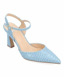 Journee Collection | Blue Snake-Embossed Nixey Pump - Women