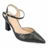 Journee Collection | Black Snake-Embossed Nixey Pump - Women