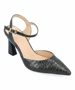 Journee Collection | Black Snake-Embossed Nixey Pump - Women
