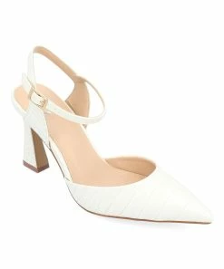 Journee Collection | Off-White Snake-Embossed Nixey Pump - Women