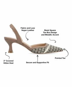 Journee Collection | Taupe & Black Houndstooth Nellia Kitten Heel Pump - Women -High heel Store zu111142104 alt 2 tm1669848325
