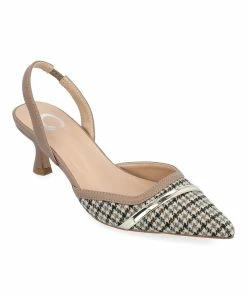 Journee Collection | Taupe & Black Houndstooth Nellia Kitten Heel Pump - Women