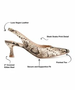 Journee Collection | Tan Snake-Embossed Mikoa Slingback - Women -High heel Store zu111142371 alt 2 tm1673469973