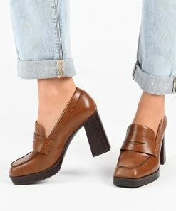 Journee Collection | Tan Ezzey Block Heel Loafer - Women -High heel Store zu111143017 alt 3 tm1669848325