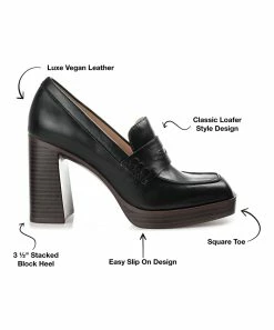 Journee Collection | Black Ezzey Block Heel Loafer - Women -High heel Store zu111143023 alt 2 tm1669848325