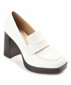 Journee Collection | White Ezzey Block Heel Loafer - Women