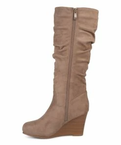 Journee Collection | Taupe Wide-Calf Haze Wedge Boot - Women -High heel Store zu111143889 alt 2 tm1670273269