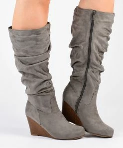Journee Collection | Taupe Wide-Calf Haze Wedge Boot - Women -High heel Store zu111143889 alt 3 tm1670273269