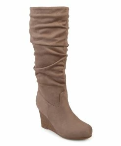 Journee Collection | Taupe Wide-Calf Haze Wedge Boot - Women