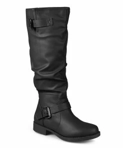 Journee Collection | Black Buckle-Accent Stormy Wide-Calf Boot - Women