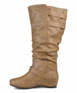 Journee Collection | Taupe Slouchy Tiffany Wide-Calf Boot - Women -High heel Store zu111145478 alt 2 tm1670273500