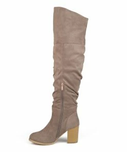 Journee Collection | Light Brown Kaison Wide-Calf Ruched Over-The-Knee Boot - Women -High heel Store zu111146881 alt 1 tm1670273723