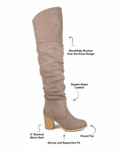 Journee Collection | Light Brown Kaison Wide-Calf Ruched Over-The-Knee Boot - Women -High heel Store zu111146881 alt 2 tm1670273723