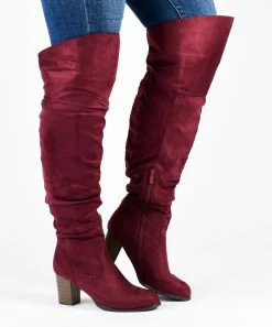 Journee Collection | Light Brown Kaison Wide-Calf Ruched Over-The-Knee Boot - Women -High heel Store zu111146881 alt 4 tm1670273723