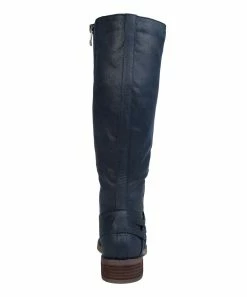 Journee Collection | Dark Blue Crisscross Meg Wide-Calf Knee-High Boot - Women -High heel Store zu111147600 alt 1 tm1670273723