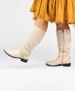 Journee Collection | Dark Blue Crisscross Meg Wide-Calf Knee-High Boot - Women -High heel Store zu111147600 alt 2 tm1670273723