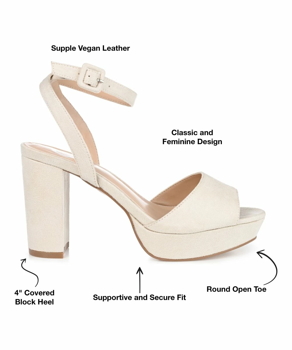 Journee Collection | Beige Open-Toe Nairri Pump - Women 6 Journee Collection | Beige Open-Toe Nairri Pump - Women - Image 4