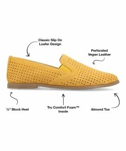 Journee Collection | Mustard Perforated Lucie Ballet Flat - Women -High heel Store zu111149493 alt 2 tm1669925518