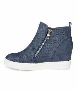 Journee Collection | Blue Wide-Width Pennelope Wedge Sneaker - Women -High heel Store zu111149503 alt 2 tm1673469973
