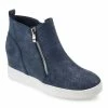 Journee Collection | Blue Wide-Width Pennelope Wedge Sneaker - Women -High heel Store zu111149503 main tm1673469973