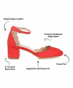 Journee Collection | Red Scalloped Edna Pump - Women -High heel Store zu111149515 alt 3 tm1673548782
