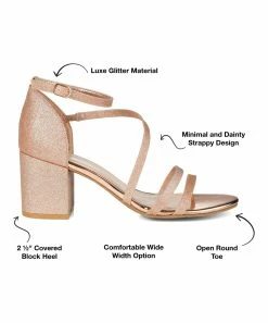 Journee Collection | Rose Goldtone Shimmer Strappy Bella Sandal - Women -High heel Store zu111149536 alt 2 tm1673548782