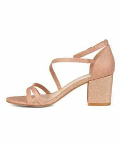 Journee Collection | Rose Goldtone Shimmer Strappy Bella Sandal - Women -High heel Store zu111149536 alt 3 tm1673548782