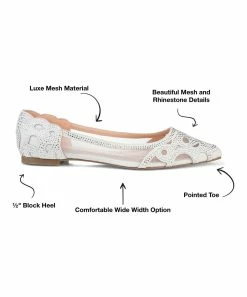 Journee Collection | White Rhinestone Batavia Ballet Flat - Women -High heel Store zu111149549 alt 2 tm1669925518