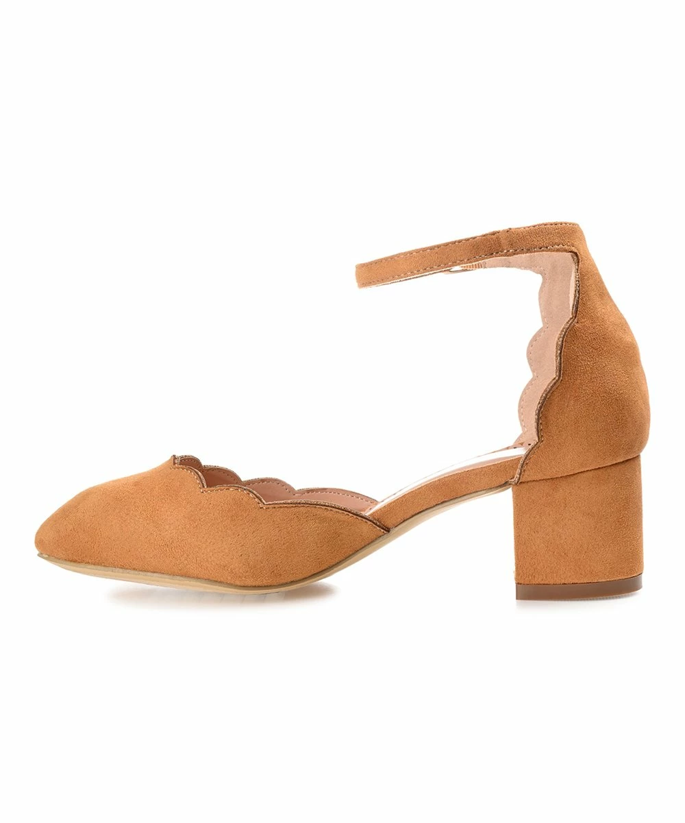Journee Collection | Cognac Scalloped Edna Pump - Women 4 Journee Collection | Cognac Scalloped Edna Pump - Women - Image 2