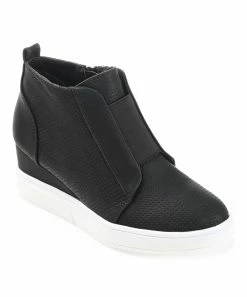 Journee Collection | Black Pinhole Clara Wedge Sneaker - Women