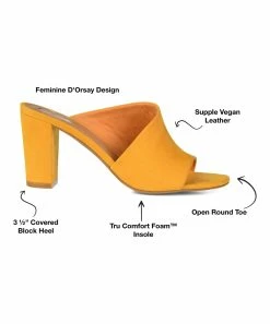 Journee Collection | Mustard Curved Allea Mule - Women -High heel Store zu111149576 alt 4 tm1673549081