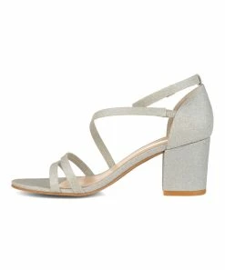 Journee Collection | Silvertone Shimmer Strappy Bella Sandal - Women 11 Journee Collection | Silvertone Shimmer Strappy Bella Sandal - Women -High heel Store zu111149578 alt 4 tm1673549081