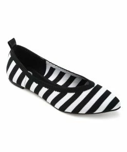 Journee Collection | Black & White Stripe Tayleen Ballet Flat - Women