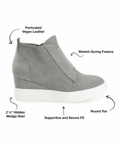 Journee Collection | Gray Pinhole Clara Wedge Sneaker - Women 9 Journee Collection | Gray Pinhole Clara Wedge Sneaker - Women -High heel Store zu111149710 alt 2 tm1673549274
