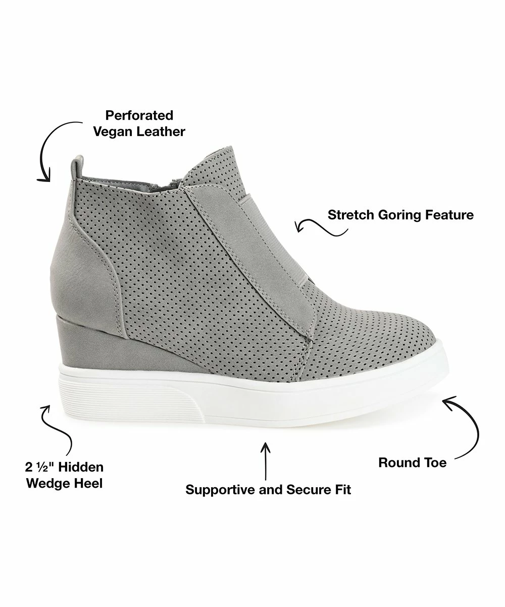 Journee Collection | Gray Pinhole Clara Wedge Sneaker - Women 5 Journee Collection | Gray Pinhole Clara Wedge Sneaker - Women - Image 3