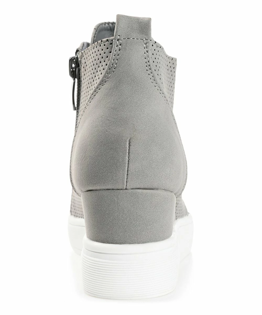 Journee Collection | Gray Pinhole Clara Wedge Sneaker - Women 6 Journee Collection | Gray Pinhole Clara Wedge Sneaker - Women - Image 4