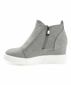 Journee Collection | Gray Pinhole Clara Wedge Sneaker - Women 11 Journee Collection | Gray Pinhole Clara Wedge Sneaker - Women -High heel Store zu111149710 alt 4 tm1673549274